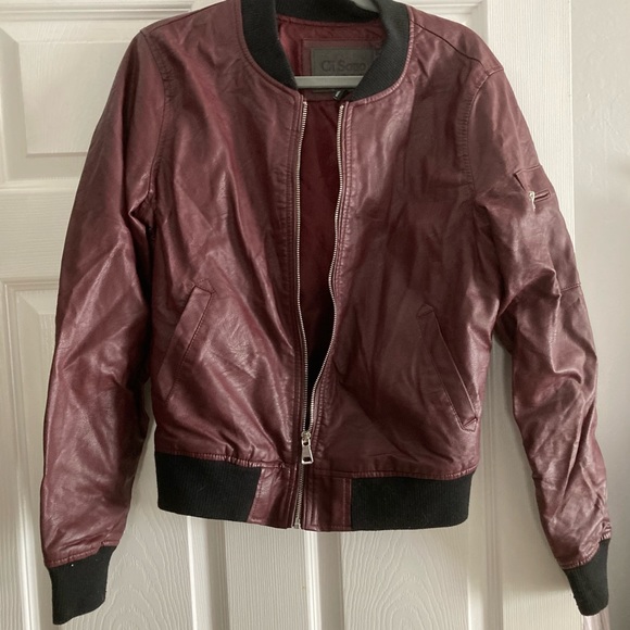 Moto/Bomber jacket in wine - Picture 3 of 10
